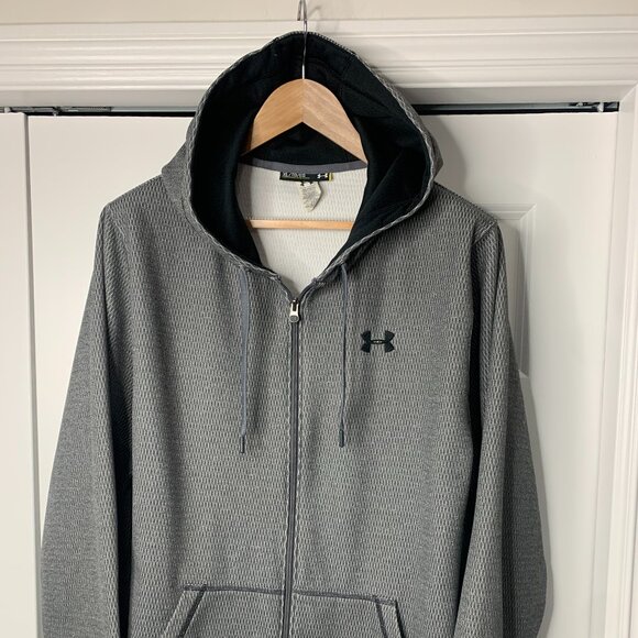 Under Armour Men’s XL Full Zip Hoodie Silver Grey 100% Polyester Athletic Style - Picture 1 of 15
